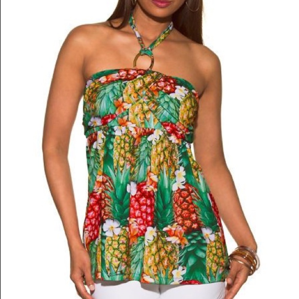 Boston proper women’s pineapple orchid halter top